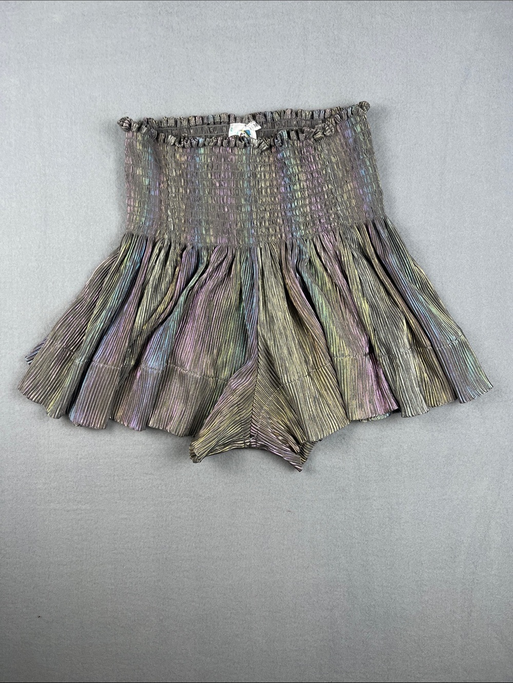 Queen of Sparkles Iridescent Pleated Swing Shorts
Size: Medium
